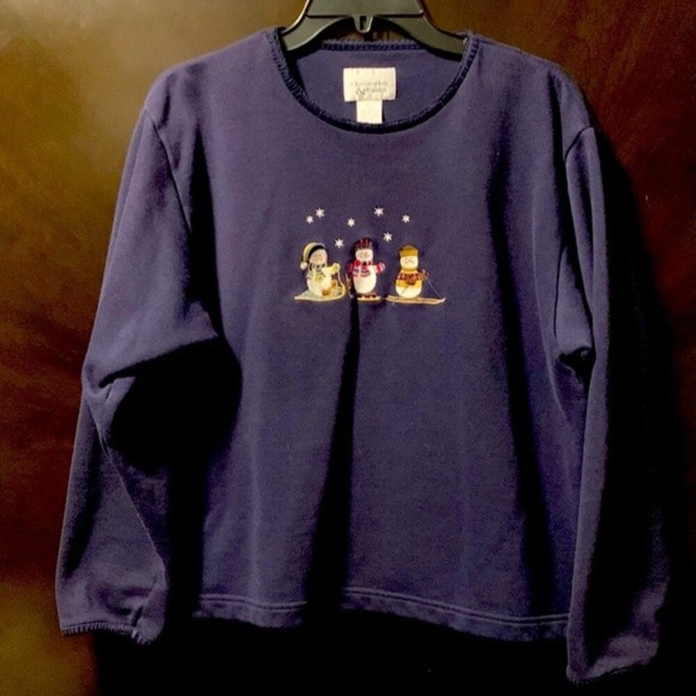 Christopher‎ and Banks, women’s Snowman sweatshirt, navy blue size M